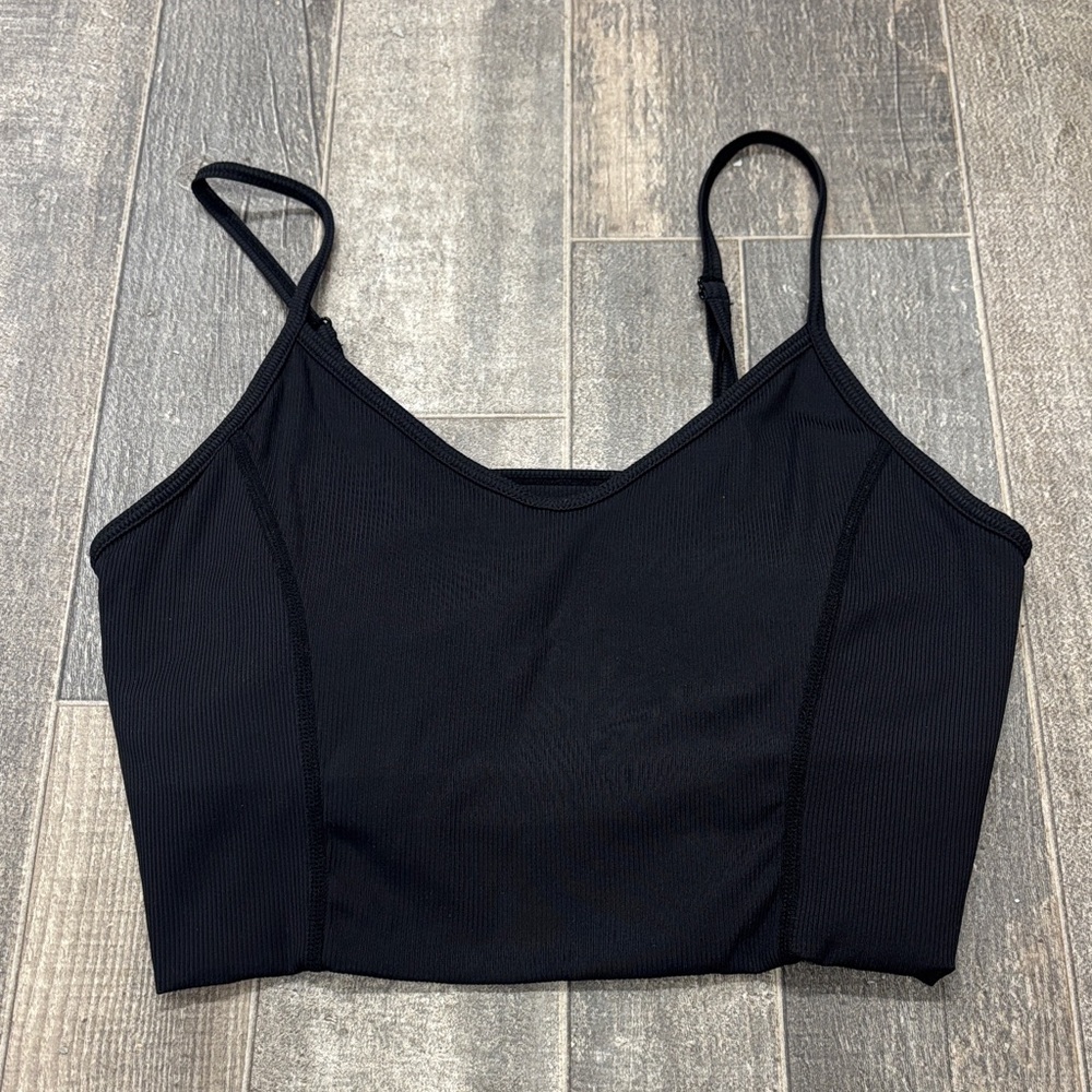 Mono B Ribbed Long Line Black Sports Bra Size Small
